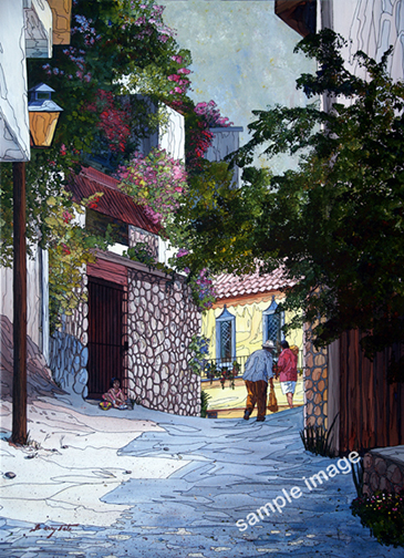 Barry Tate at work on a new painting